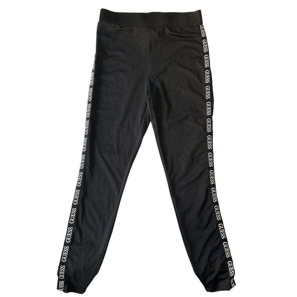 GUESS Women Activewear Pants S Black Yoga Legging Logo 26" Inseam Lettering